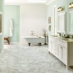 Elegant tile floor bathroom